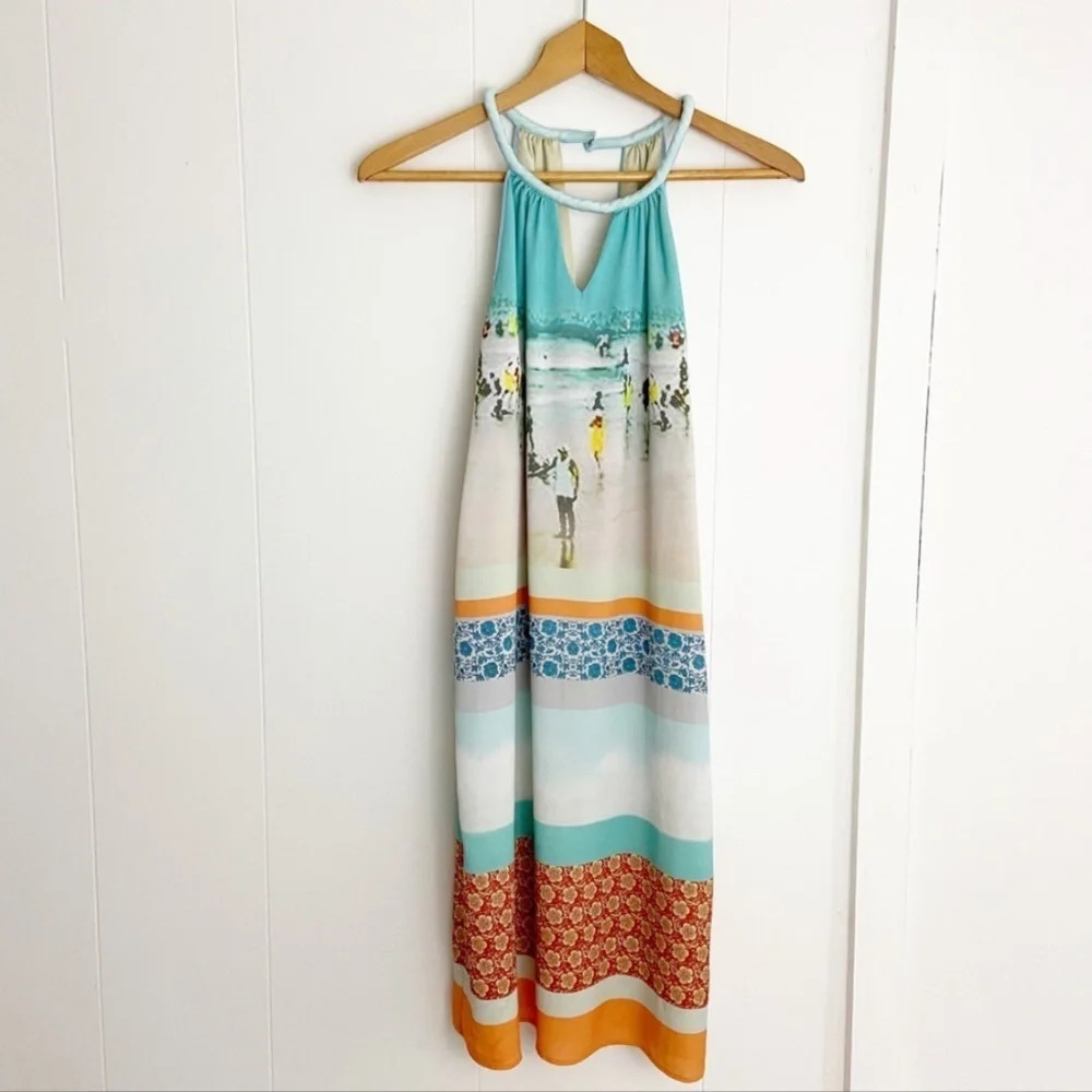 Anthropologie Dream Daily inkjet beach print halter dress 567 - Picture 9 of 9